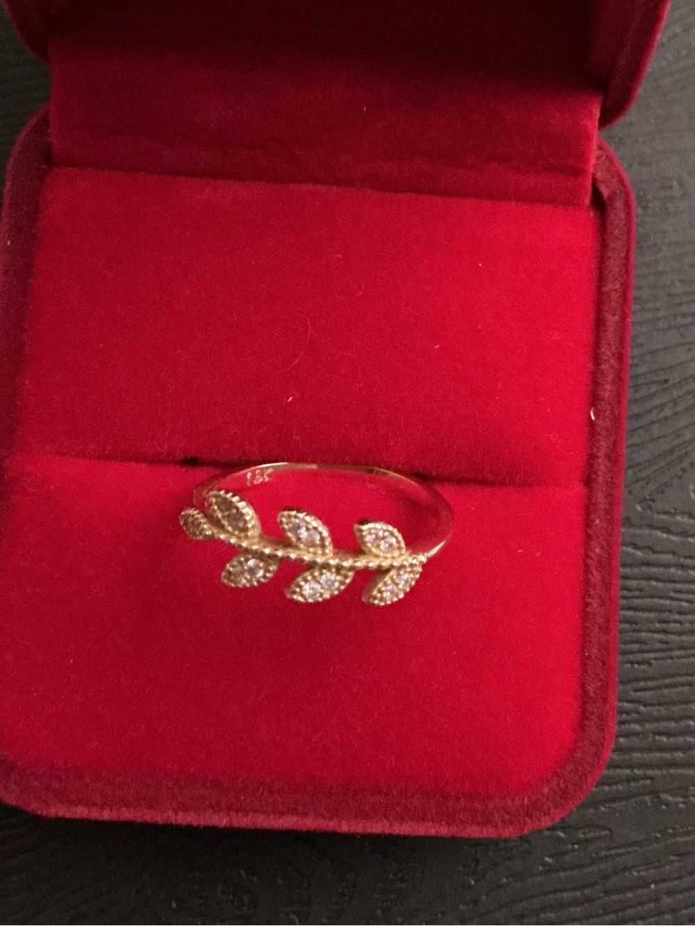 NWT 18K Solid Gold Peruvian Laurel Leaf CZ Ring Sz 7